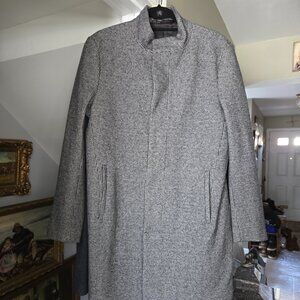 3/4 Black Length - Gray Square Checkered Houndstooth Coat